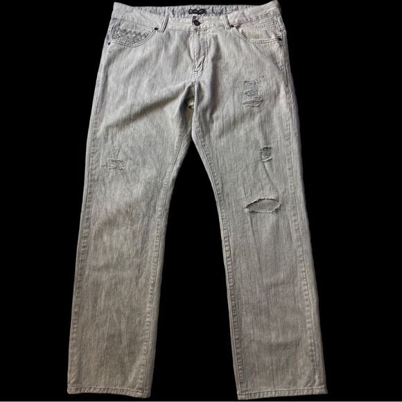 Inc International Concepts Berlin Slim Straight Gray distressed jeans 38X32 - Picture 1 of 8